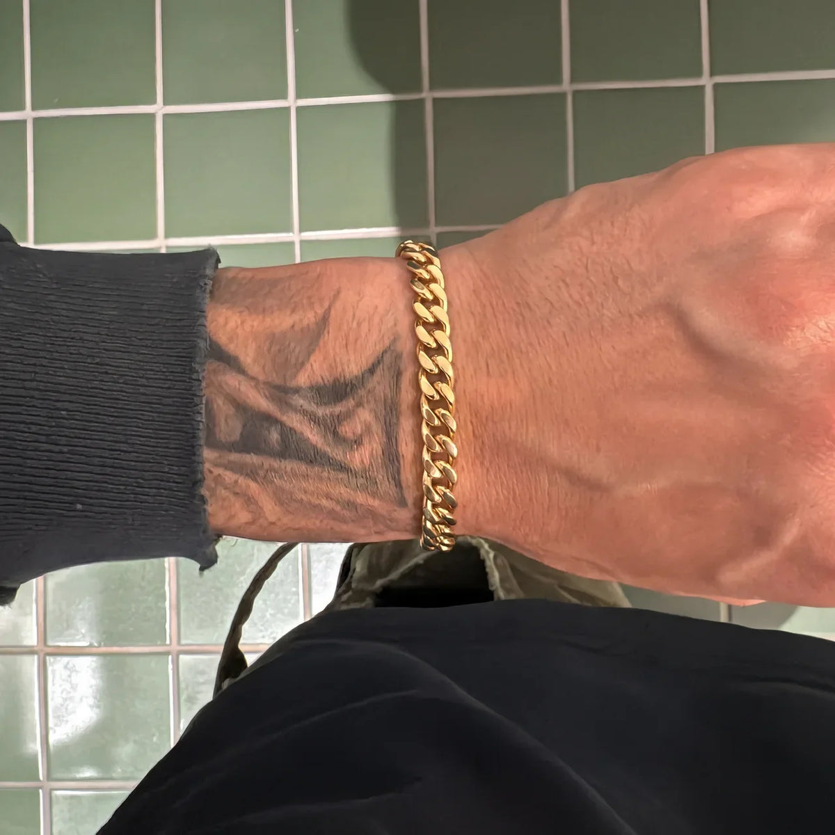 id bracelet men gold cuban wrist
