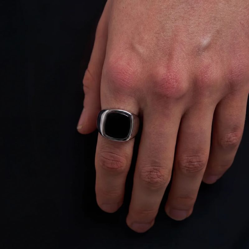 Paulie Black Stone Ring