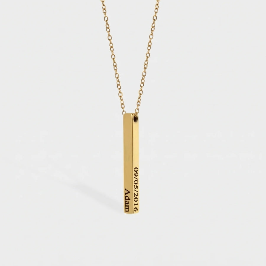 Multiple Name Necklace - 4 Sided Gold Bar in 18K gold or silver finish