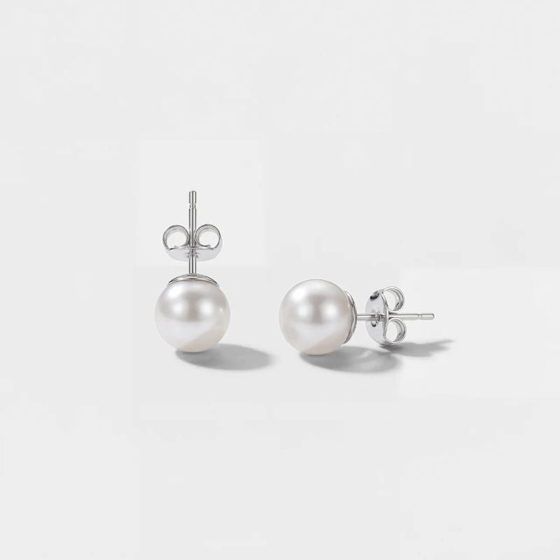 White Pearl Stud Earrings