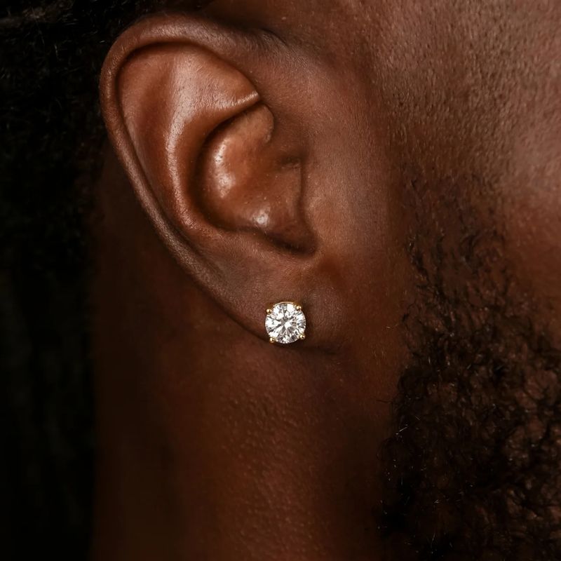 Gold Round Stud Earrings