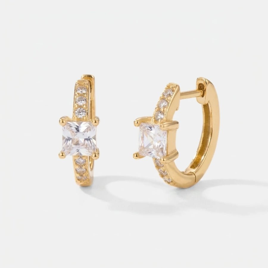 Aurora Princess-Cut Hoop in 18K gold or silver finish