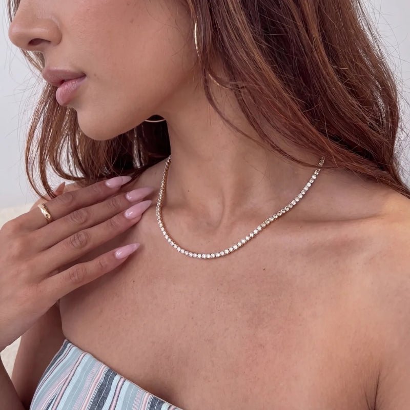 Crystal Choker Necklace - Gold Tennis | Monrich