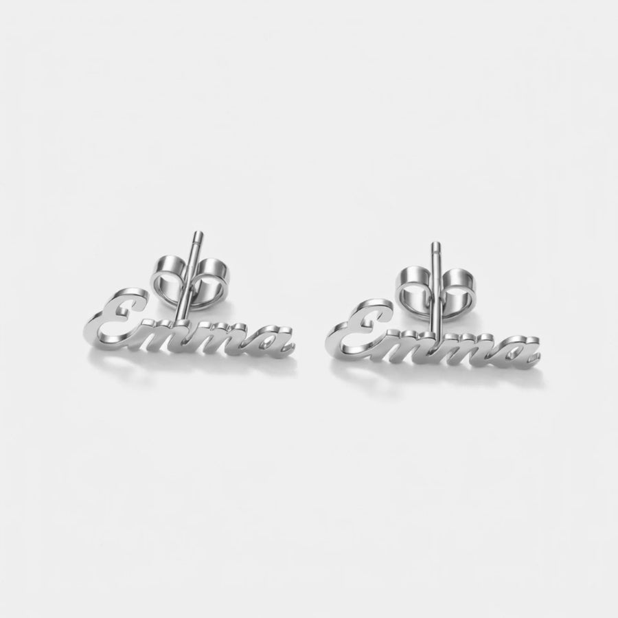 Custom Name Earrings close-up view