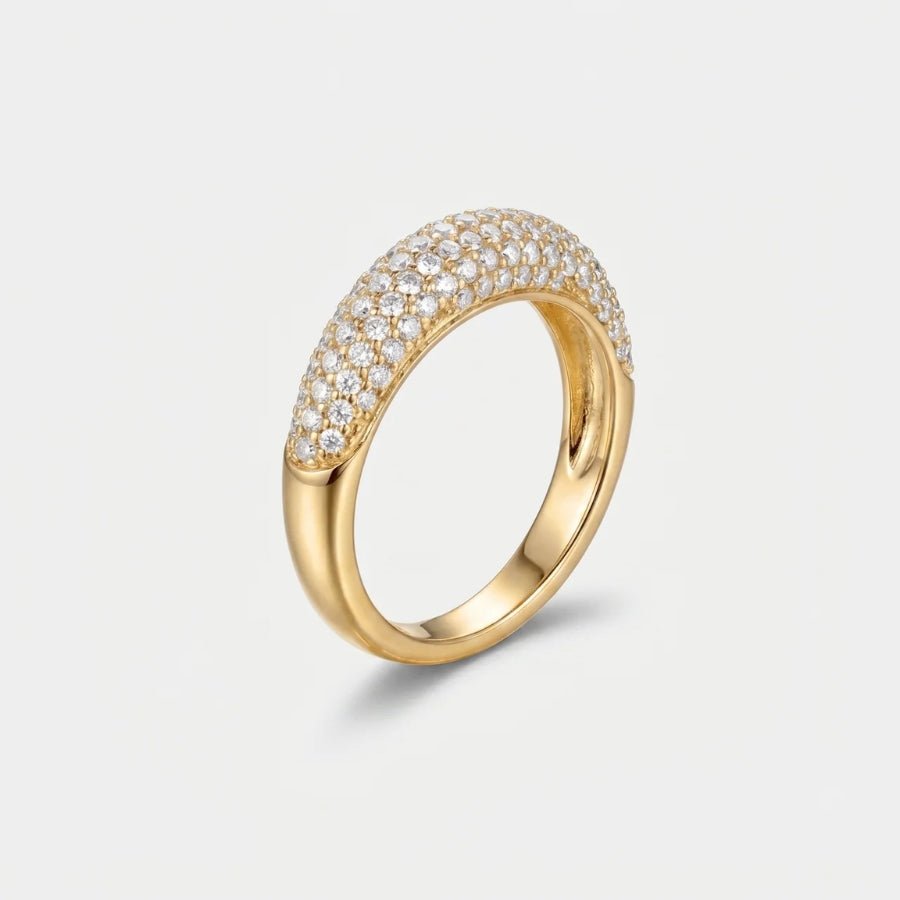 Full Pavé Dome Band Ring in 18K gold or silver finish