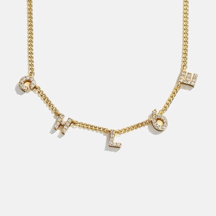 Hang Tight Pavé Initial Necklace#Color_Gold
