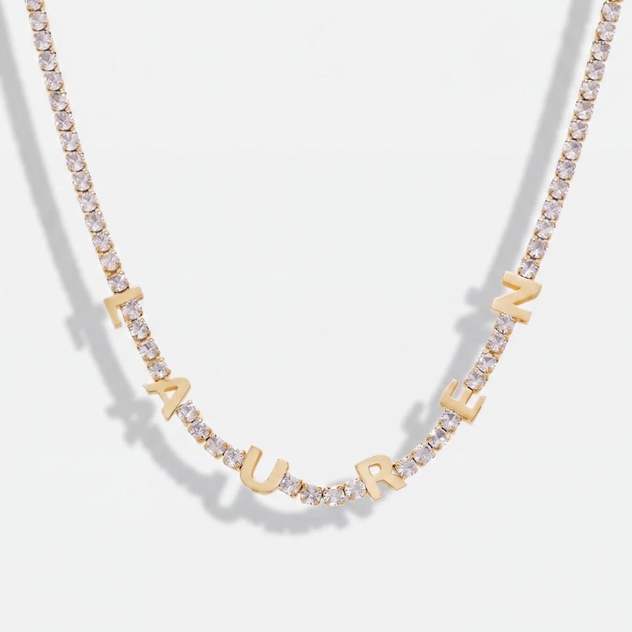 Initials Custom Tennis Necklace - Gold | Monrich