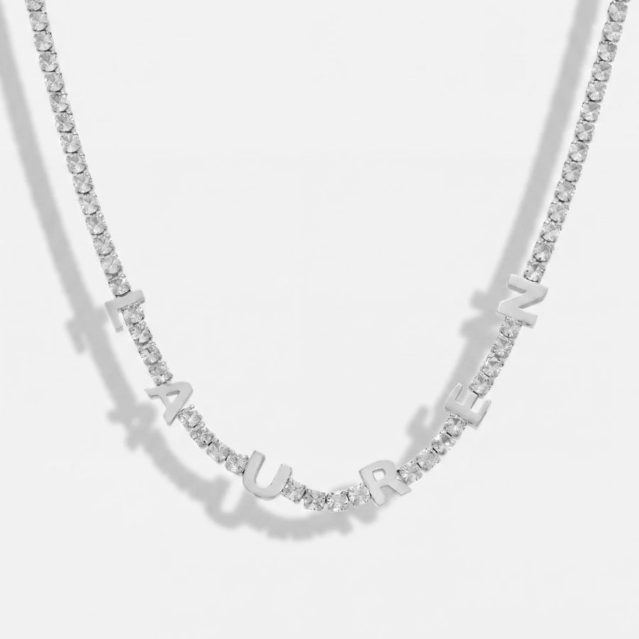 Initials Custom Tennis Necklace - Silver | Monrich