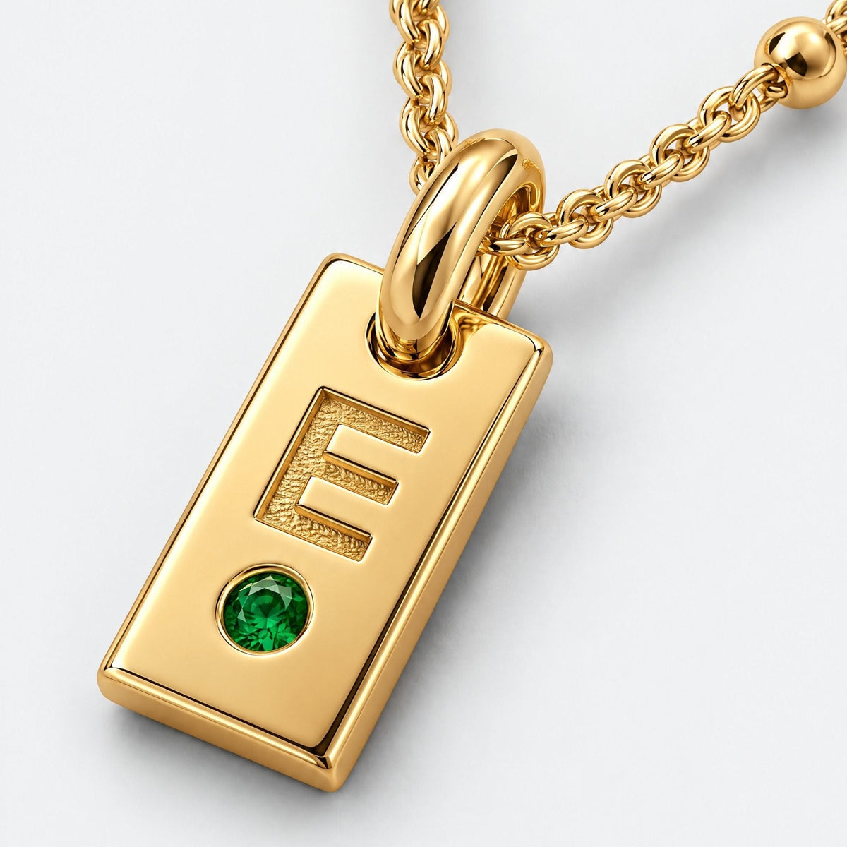 Mini Tag Initial Custom Birthstone Necklace | Monrich