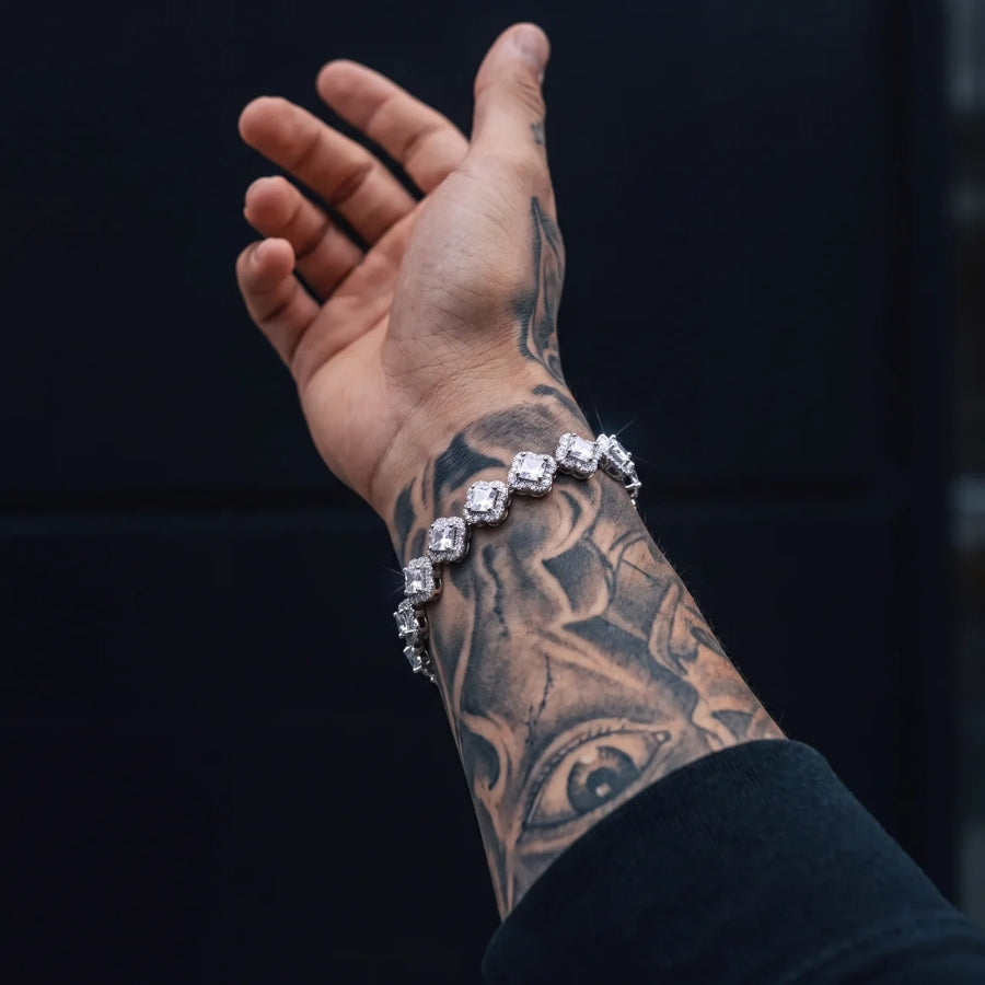 Square Halo Tennis Bracelet