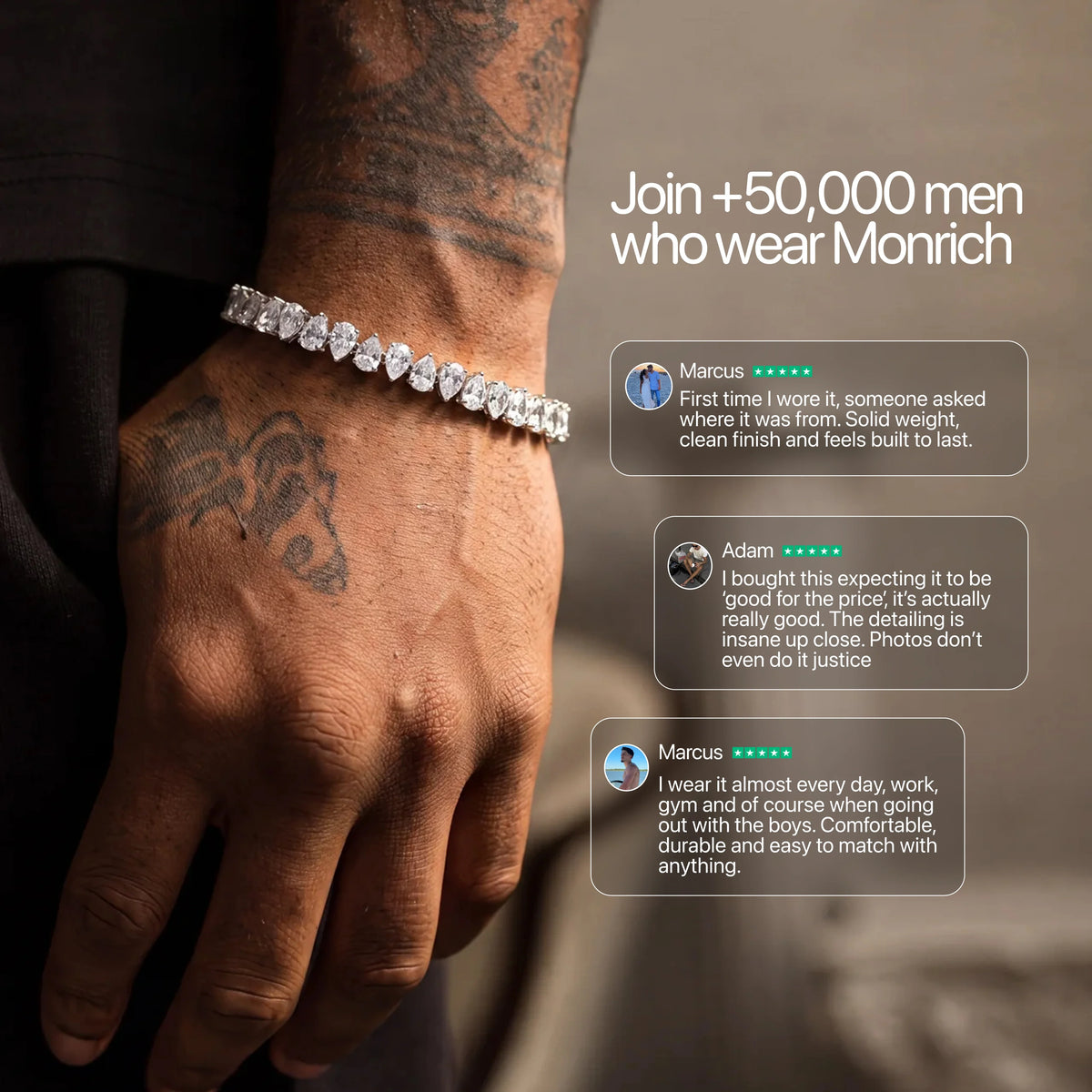 Join 50,000+ men who wear Monrich - reviews