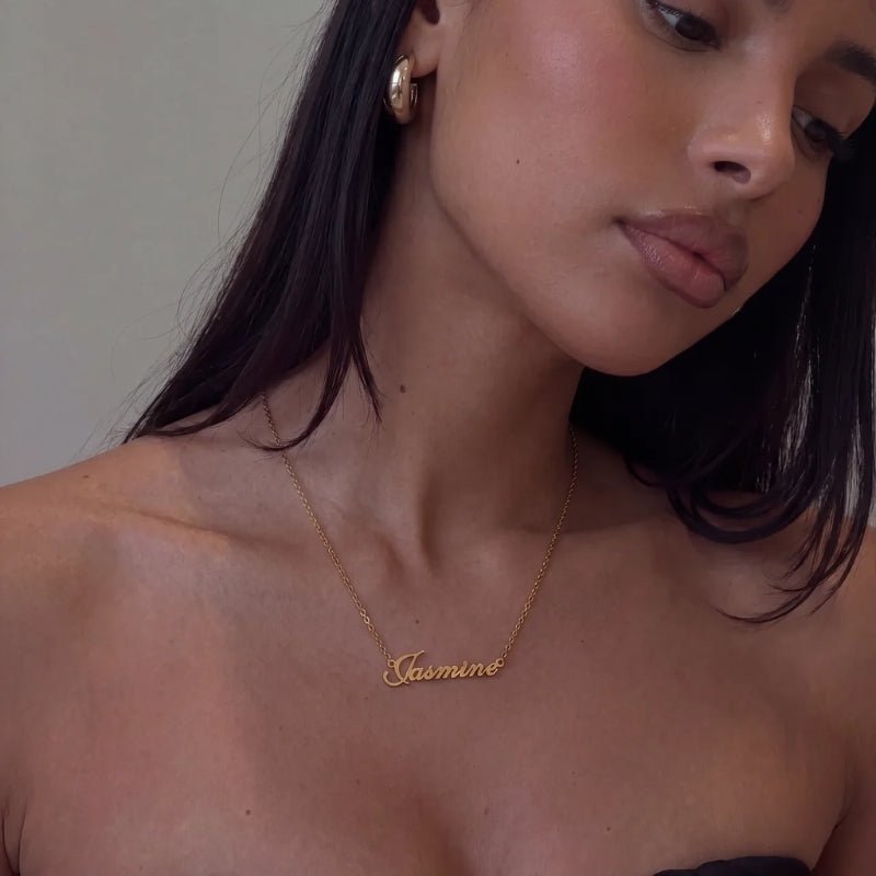 Name Plate Necklace - Gold Plated Personalised | Monrich