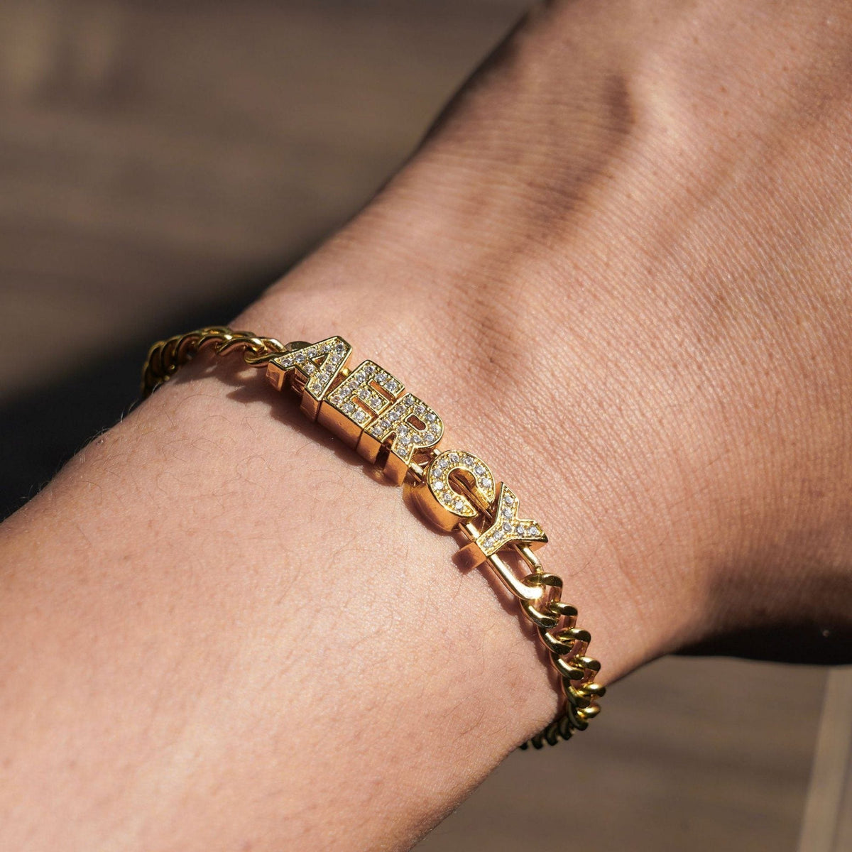 Pavé Block Letter Custom Name Bracelet | Monrich