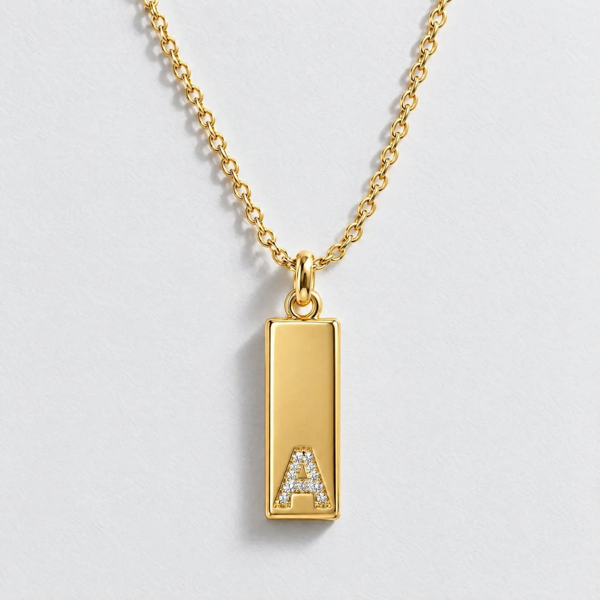 Pavé Initial Custom Bar Necklace - Gold | Monrich
