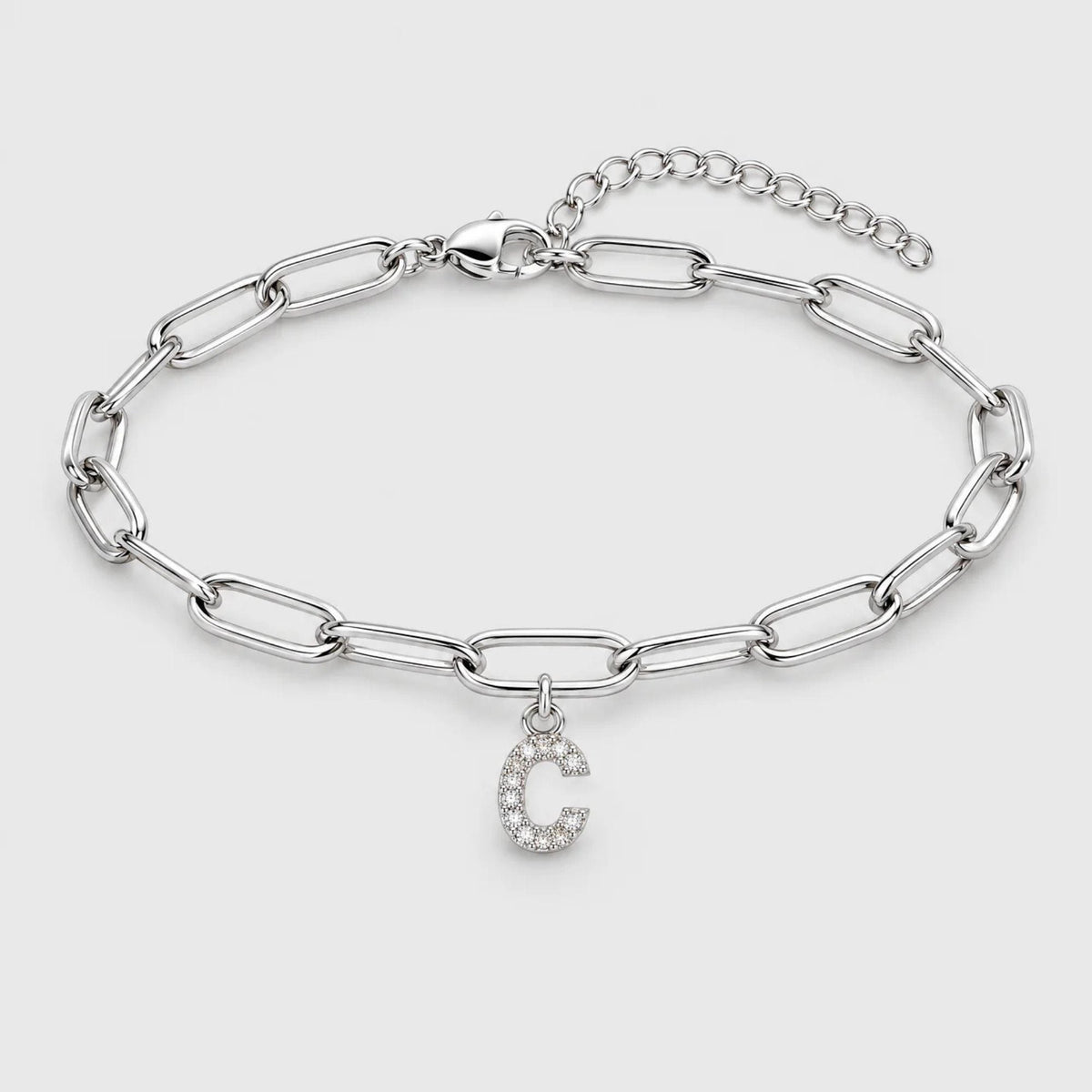 Pavé Initial Paperclip Custom Bracelet | Monrich