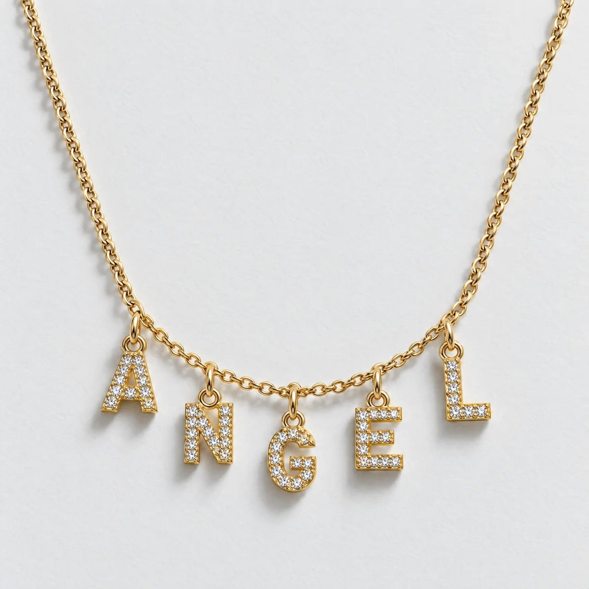 Pavé Letter Drop Custom Name Necklace - Gold | Monrich