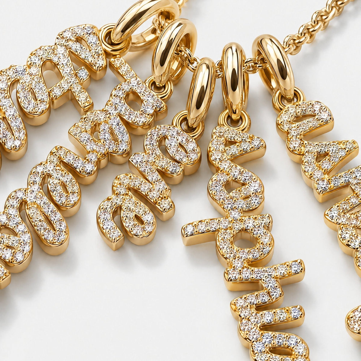 Pavé Script Cluster Custom Name Necklace | Monrich