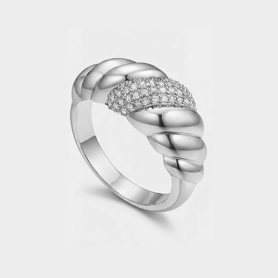 Croissant Ring - Serpentina Pavé - Silver | Monrich