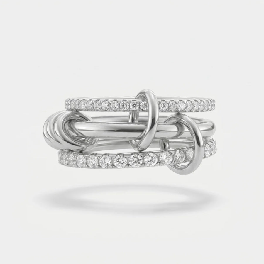 Triple Row Polished & Iced Mix Ring light reflection