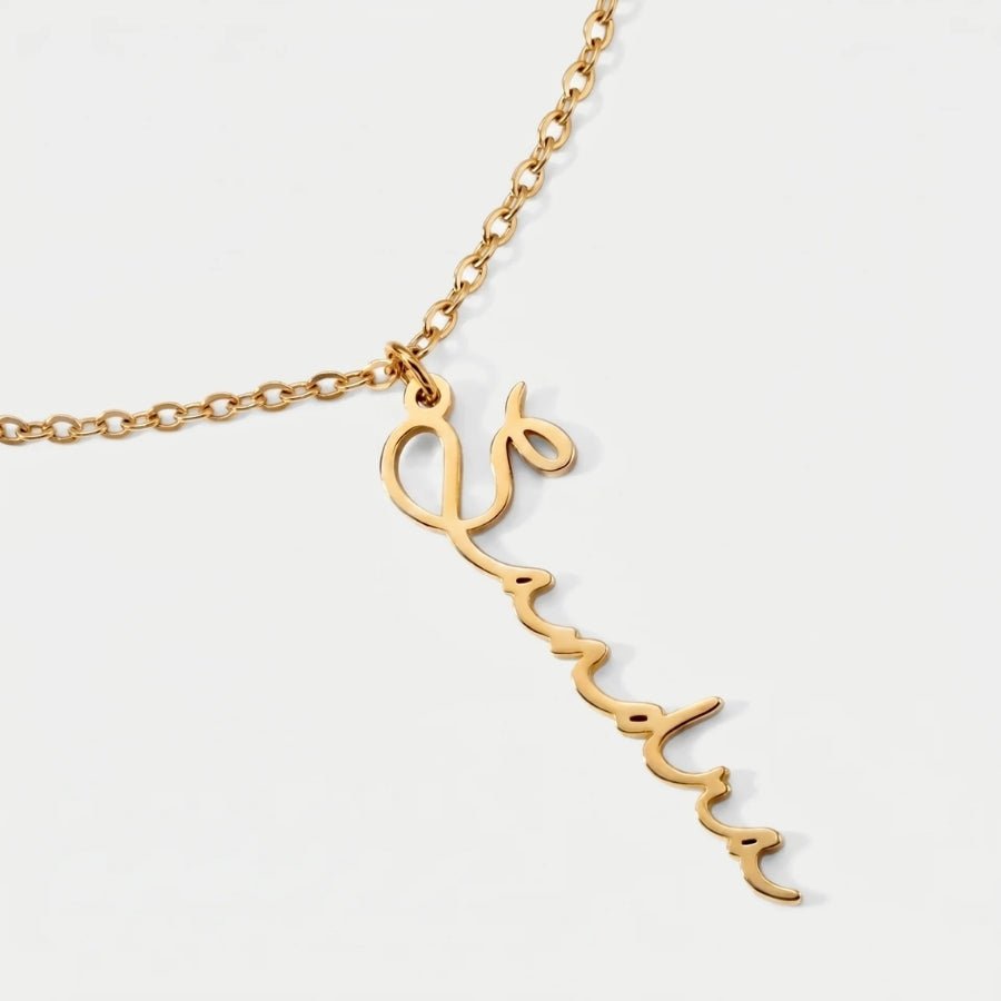 Name Bar Necklace - Engraved Gold Personalised in 18K gold or silver finish