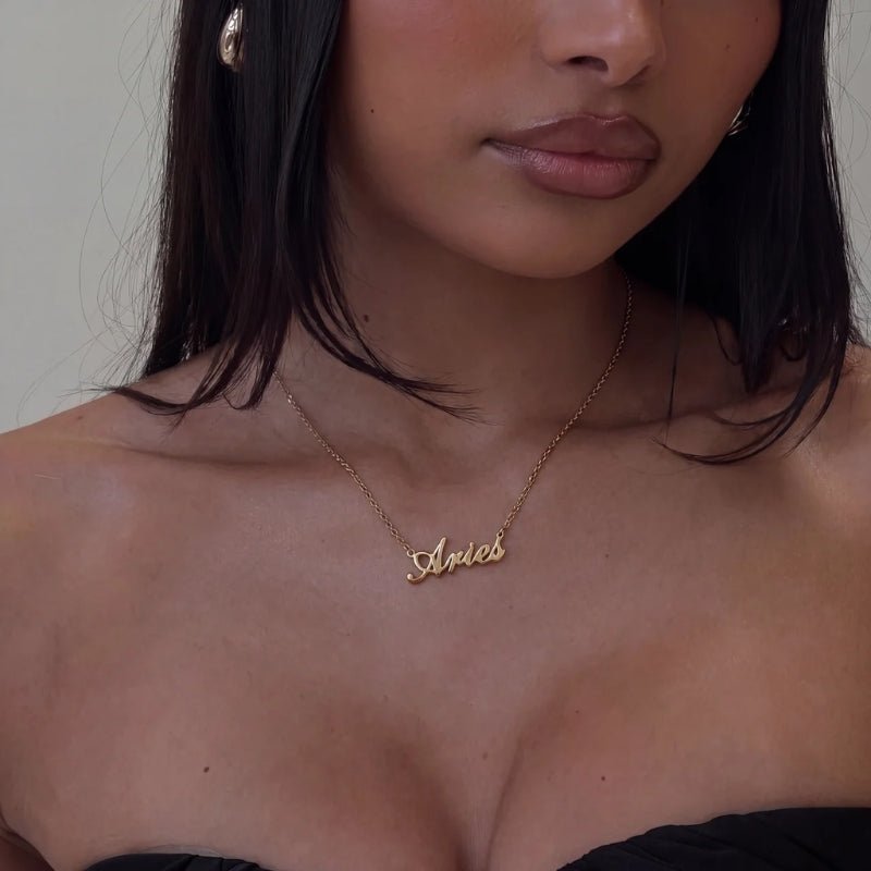 Zodiac Sign Gold Personalised Necklace | Monrich
