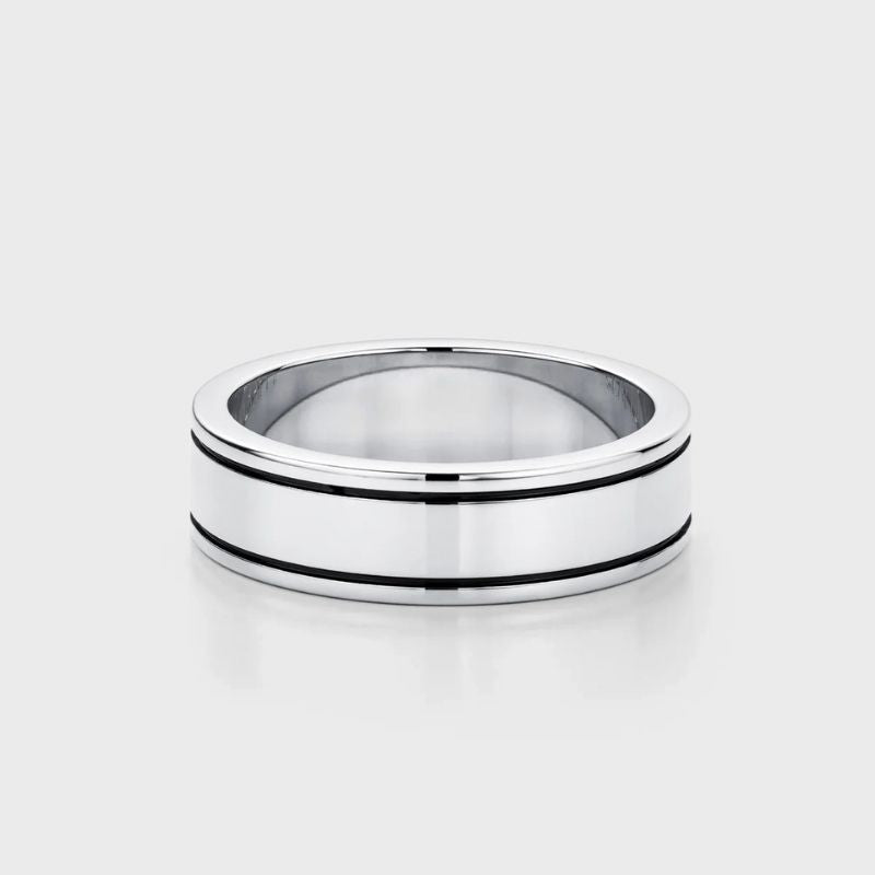 minimal band ring men brushed finish