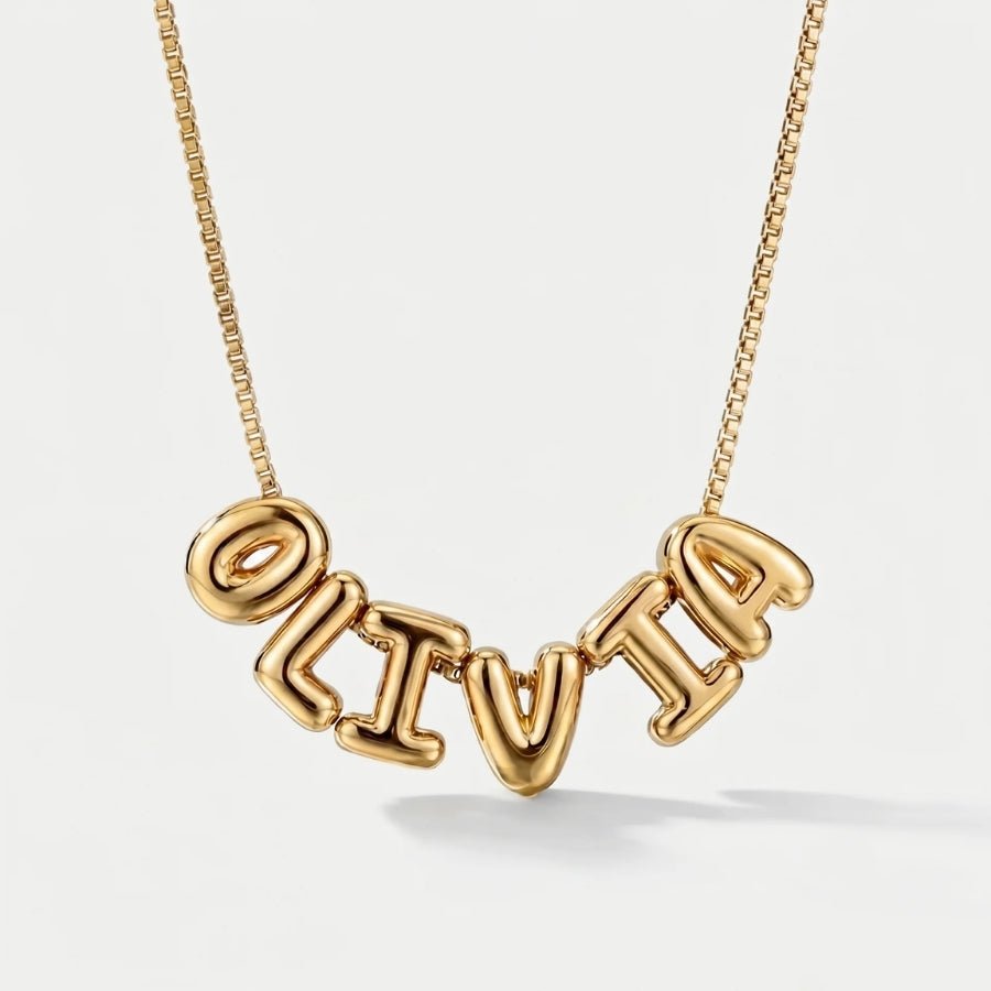 Bubble Name Necklace - 3D Gold Personalised in 18K gold or silver finish