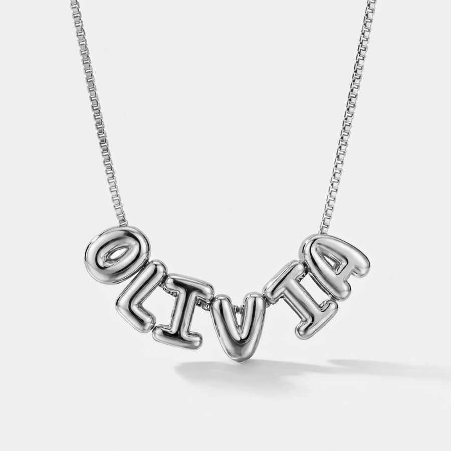 Bubble Name Necklace - 3D Gold Personalised close-up view
