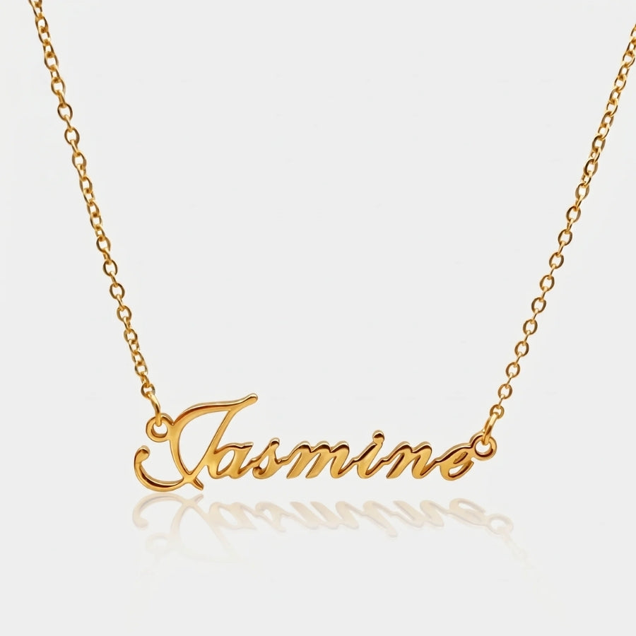 Name Plate Necklace - Gold Plated Personalised in 18K gold or silver finish