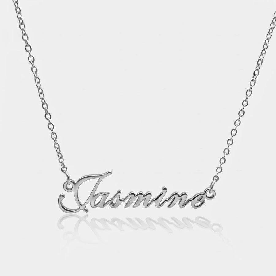 Name Plate Necklace - Gold Plated Personalised texture close-up