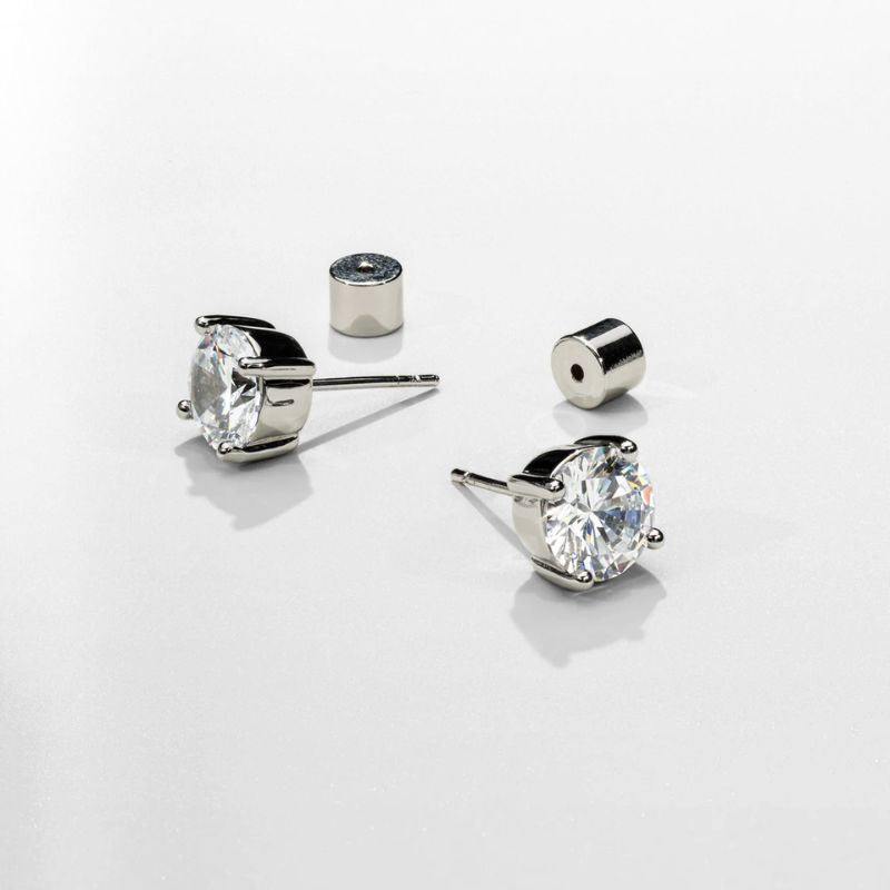 White Round Stud Earrings