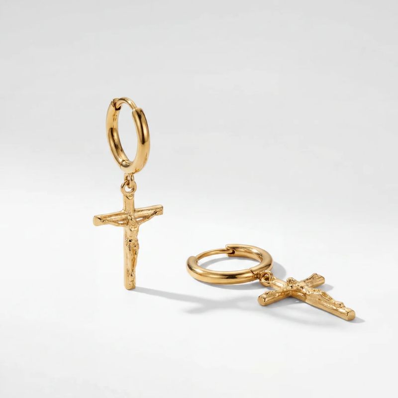 Crucifix Gold Earrings