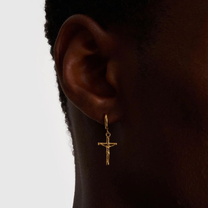 Crucifix Gold Earrings