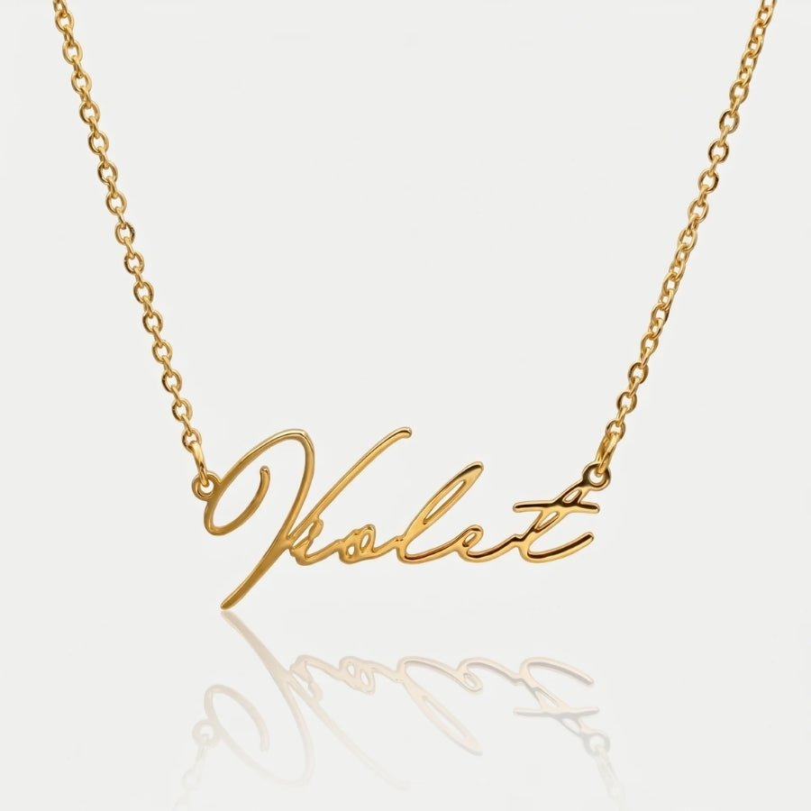 Signature Name Necklace - Dainty Gold Handwritten in 18K gold or silver finish