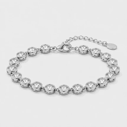 Beaded Tennis Bracelet - Silver | Monrich