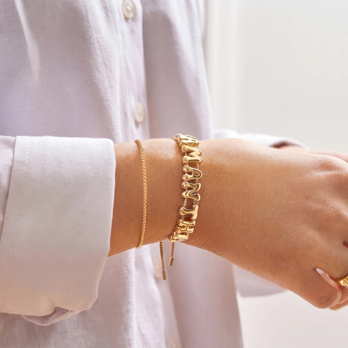 Bubble Letter Slider Custom Bracelet | Monrich