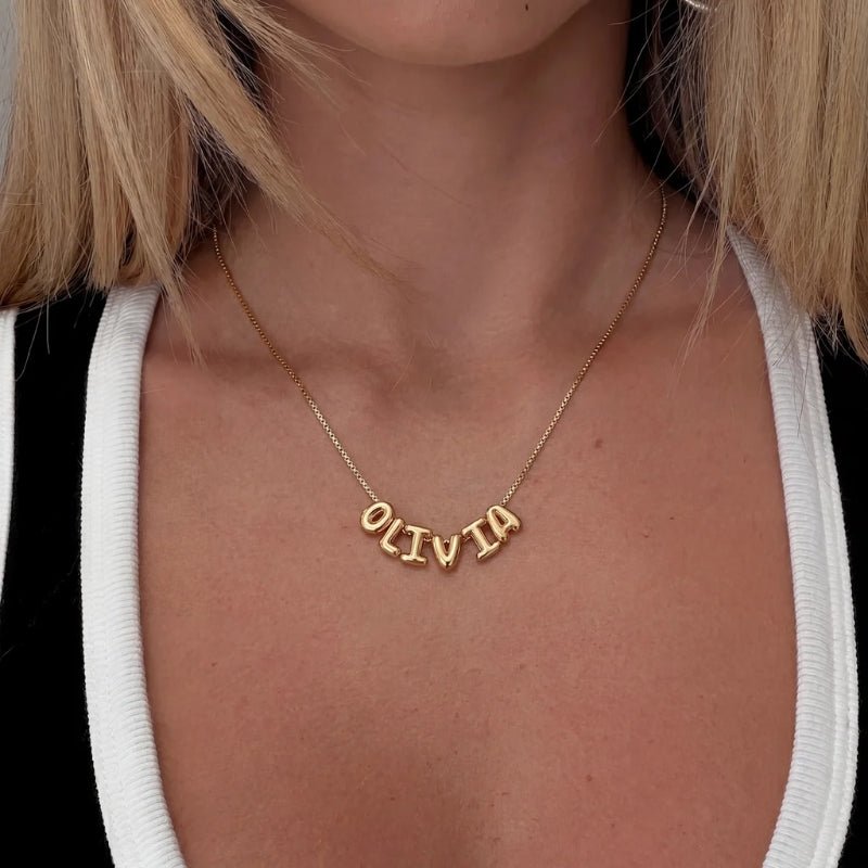 Bubble Name Necklace - 3D Gold Personalised | Monrich