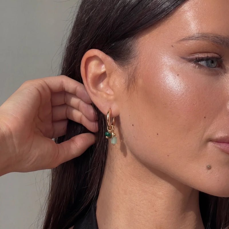 Charm Hoop Earrings - Wisdom Green | Monrich