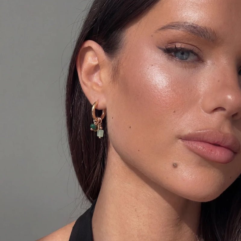 Charm Hoop Earrings - Wisdom Green | Monrich