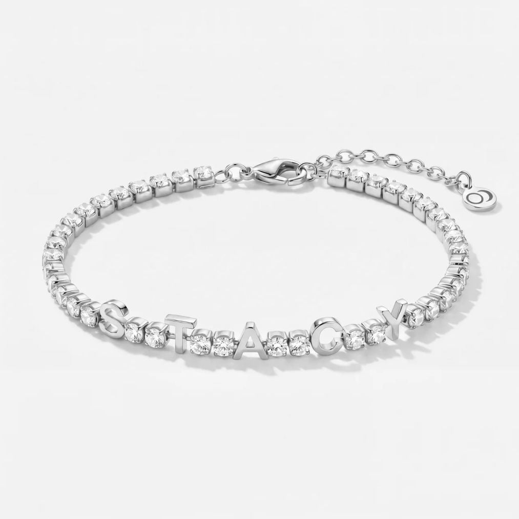 Custom Name Tennis Bracelet - Silver | Monrich