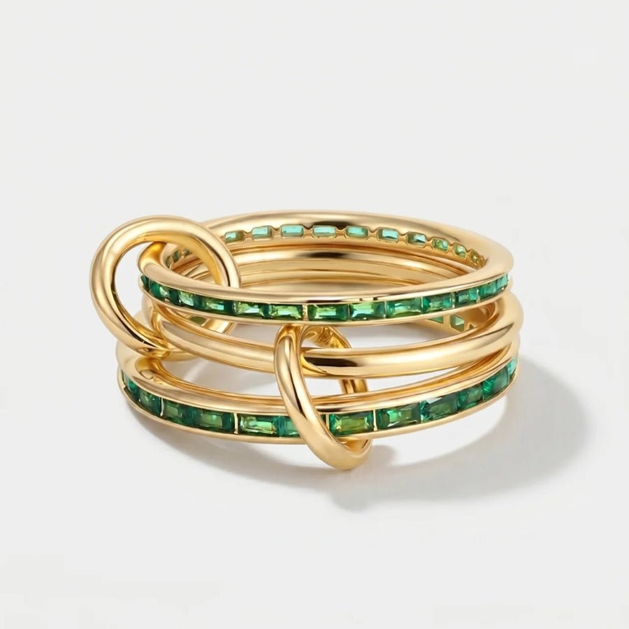 Emerald Multi Layer Ring in 18K gold