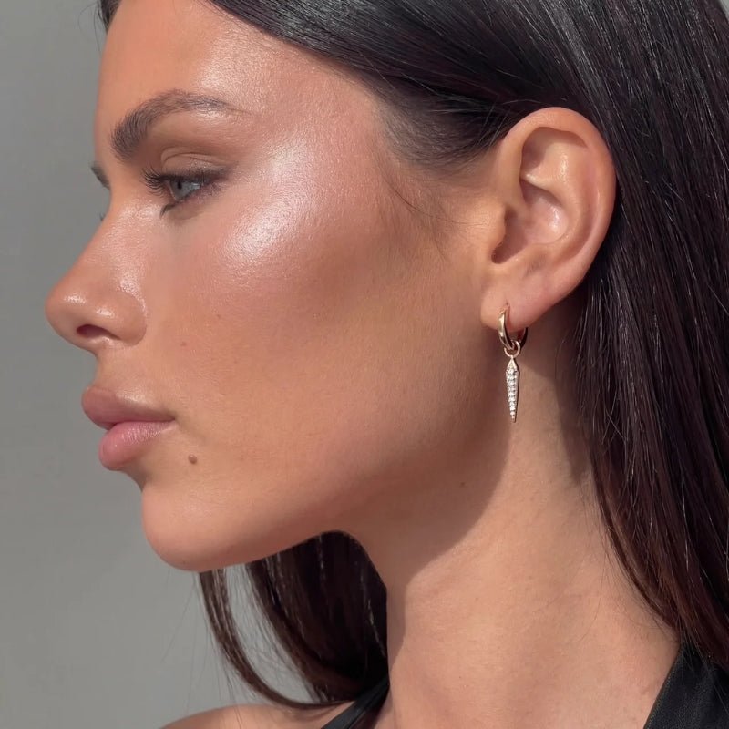 Gold Hoop Earrings - Vega Drop Pavé | Monrich