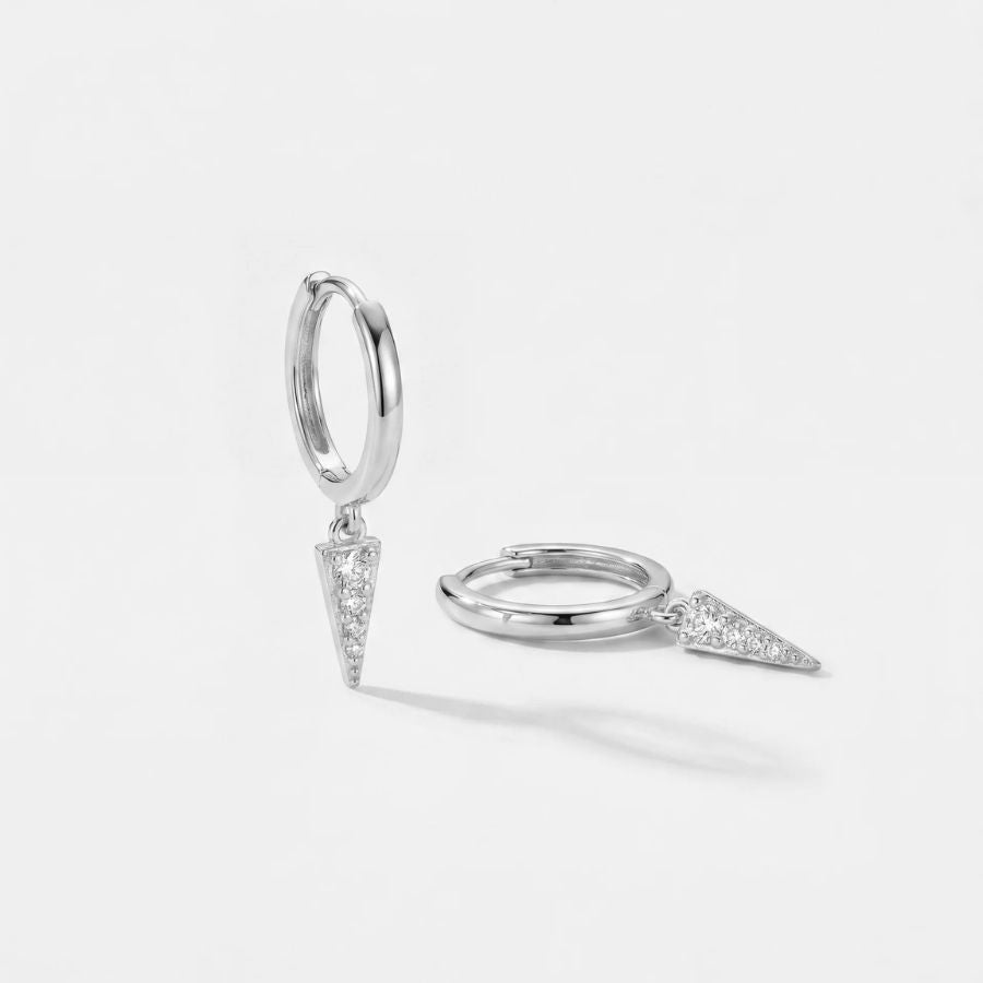 Gold Hoop Earrings - Vega Drop Pavé - Silver | Monrich