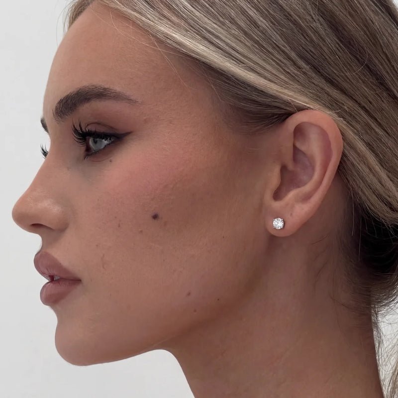 Gold Stud Earrings - Mini Tennis | Monrich