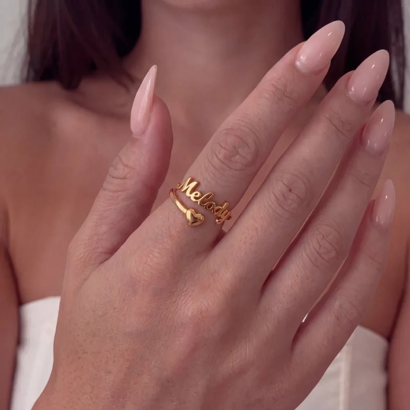 Heart Name Ring - Personalised Gold | Monrich