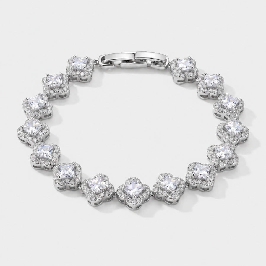 Square Halo Tennis Bracelet