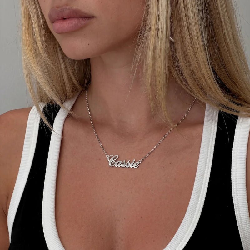 Name Plate Necklace - Gold Plated Personalised | Monrich