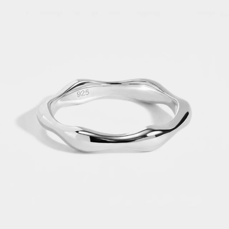 Organic Wave Stacking Ring close-up view