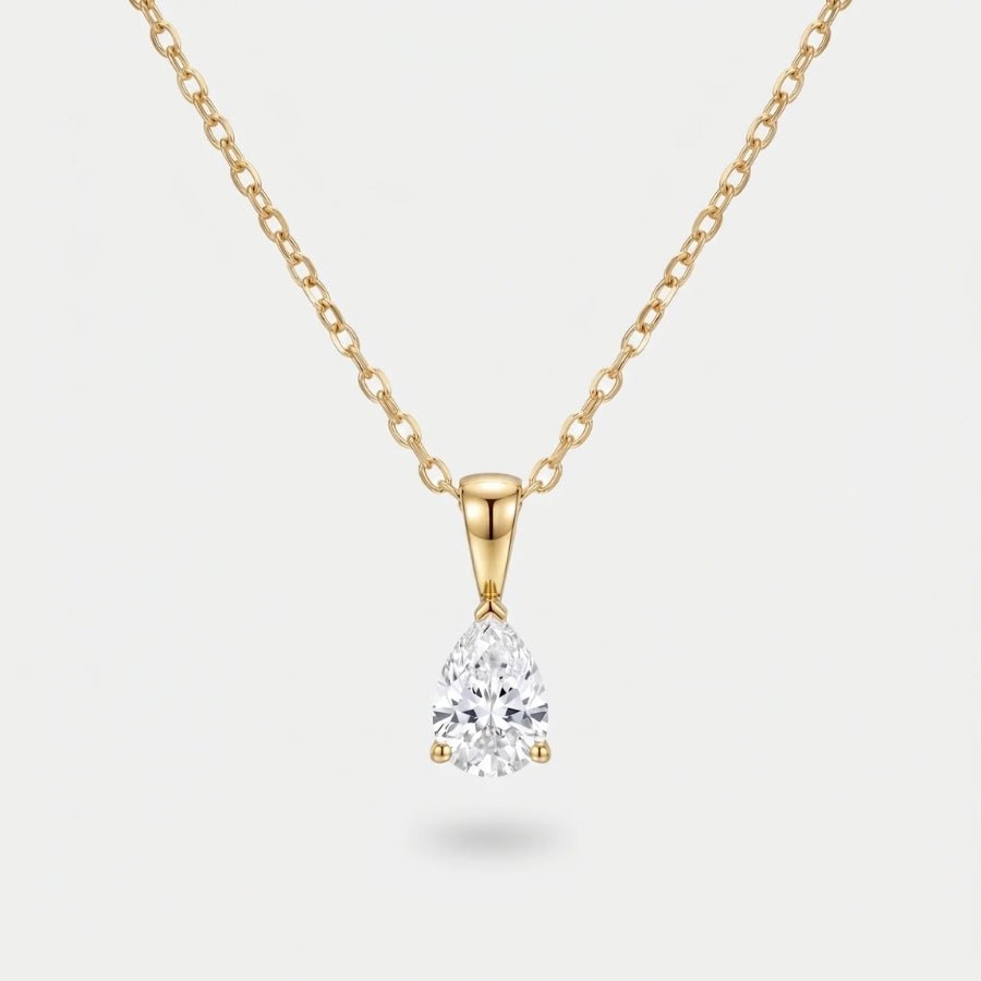 Pear Cut Teardrop Necklace in 18K gold or silver finish