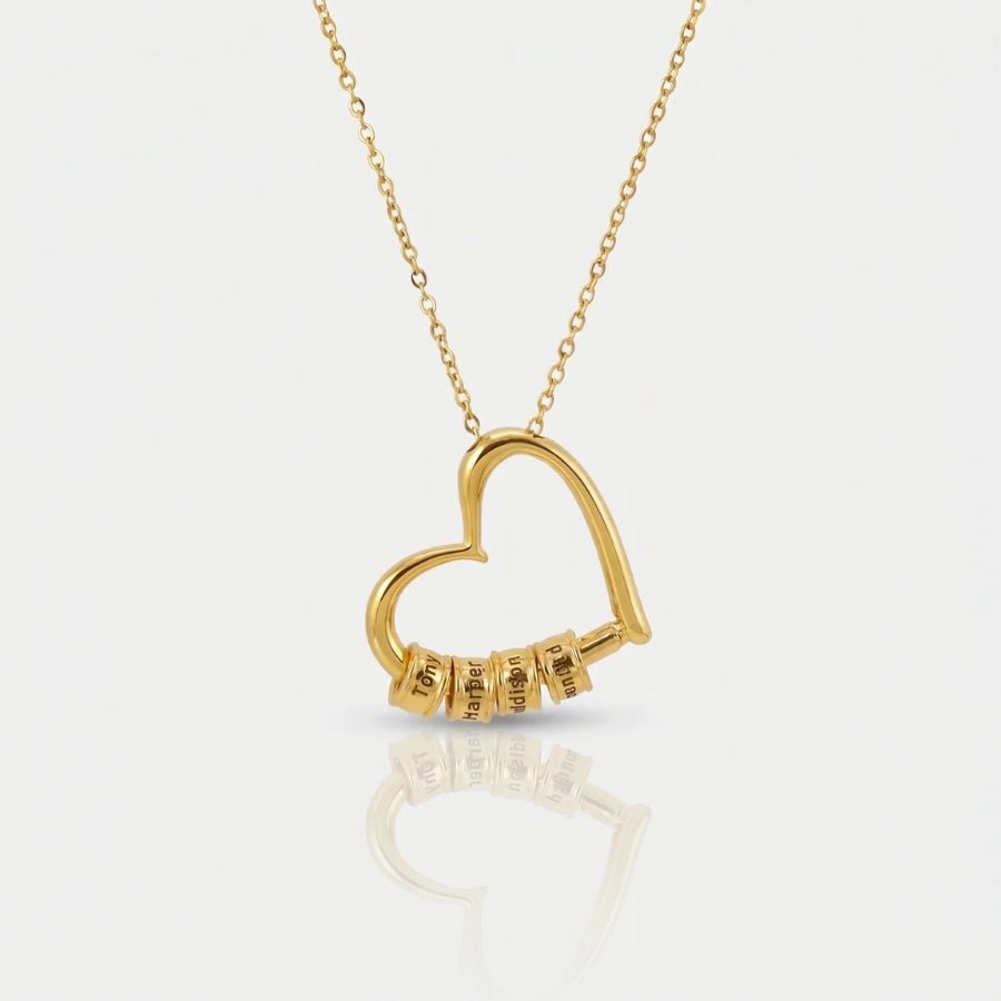 Engraved Heart Necklace - Personalised Gold Name in 18K gold or silver finish